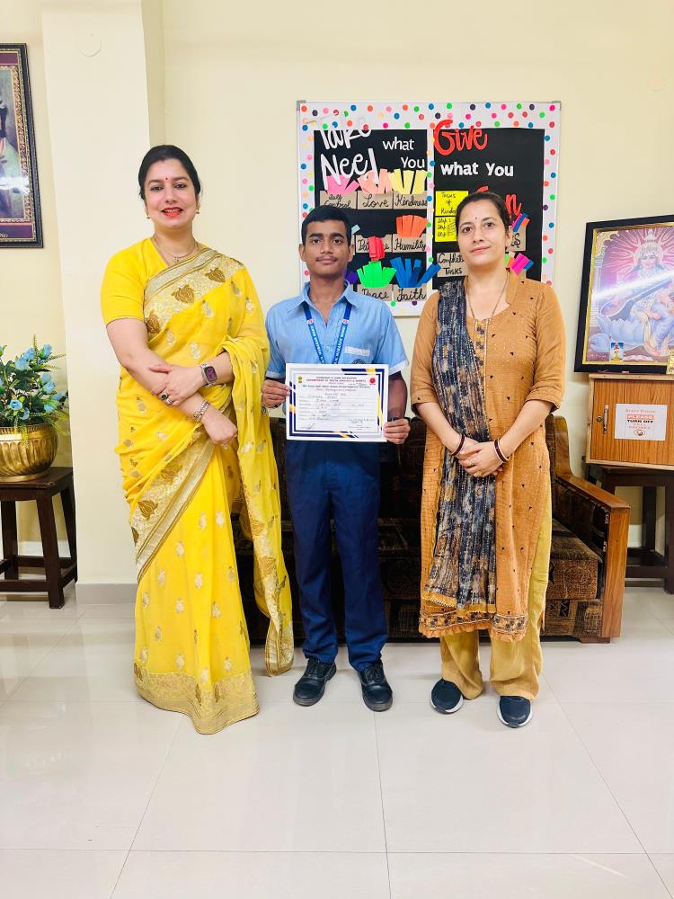 Our Class 12 (Non-Medical) student Surinder Kumar has made the school shine by securing 1st Position (Rhythmic Pair) at the UT Level Inter-District Yoga Championship held at Baramulla on 30th October 2025