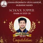 ongratulations to Arieb of Class XII on securing an outstanding 96.8%. Your dedication and perseverance have made us proud.