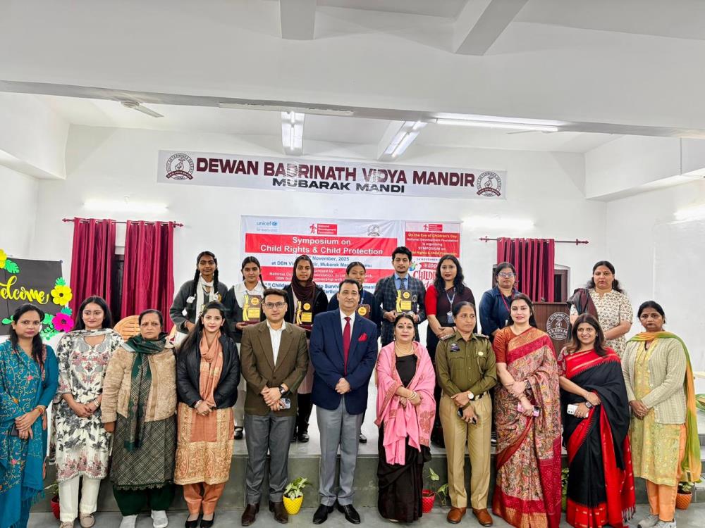 National Development Foundation NDF Jammu J&k & UNICEF India holds Symposium on #childrights at Dbnschool Mubarak Mandi